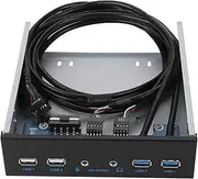 USB 3.0 USB 2.0 19PIN HD Audio Extension Front Panel High Speed Plug & Play for Desktop PC Aluminum Alloy Black 1 Pack