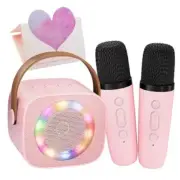 Mini Karaoke Machine, Kids Karaoke Microphone Machine with Portable Music Pink