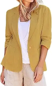 [Generic] Long Coats for Women Fashion Casual Linen Jackets Plus Size Work One Suit Jackets With Pocket Winter Coats for Women Size 4x