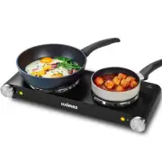 Hot Plates for Cooking Portable Electric Stove, Black Stainless Steel Cooktop