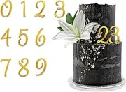 Acrylic Number Cake Topper DIY Cupcake Toppers with 0-9 Numbers Mirrored Gold Picks for Wedding Cake Decorations Happy Birthday Baby Shower Party Supplies (Style1, Gold Number)