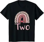 [X.Style] Kids 2 Year Old Leopard Rainbow Birthday Party Cute Girl 2nd ds518 T-Shirt (S)