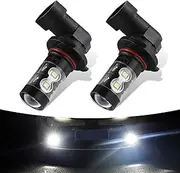 awlbed 2 PCS H10 Car LED Anti-fog Lamp, 6000K 700LM 50W High Power and Efficient Heat Dissipation Alloy Shell Plug-and-play Fog Light Bulb, 360-degree No Dead Angle Car Lighting Accessories (White)