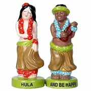 Hawaiian Hula Dancer with Ukulele Magnetic Salt and Pepper Shaker Set