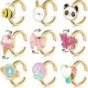 [Sureio] 9 Pieces Fidget Anxiety Rings Rotatable Open Ring Set Cute Spinner Rings for Anxiety Stackable Rotating Rings Calming Worry Adjustable Rings for Women Ladies Mood Relieve Stress