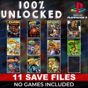 Crash Bandicoot | PSX PS1 PS2 MEMORY CARD SAVES | 100% Unlocked Cortex Warped