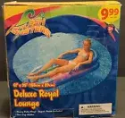 90s Vtg Large Pool Float Deluxe Royal Lounge Inflatable 61” Blue Pink Splash