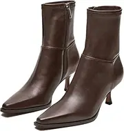 [SOVANYOU] Women's Kitten Heel Pointed Toe Booties Stiletto Boots Side Zipper Ankle Boots