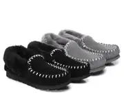 AUSTRALIAN SHEPHERD® UGG Slippers Kids Sheepskin Wool Ankle Popo Moccasins - Grey / AU Ladies 3 / AU Men 1 / EU 34