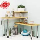 Kitchen Corner Shelf Countertop Organiser, 3 Tier Adjustable Bamboo Spice Rack O