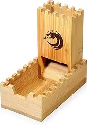 DNDND Bamboo Dice Tower, Folding Dice Tower for Dungeons and Dragons D&D Tabletop Game and RPG Games (Skull), Ages 12+