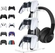 Geepen Acrylic Dual Stand Compatible with PS4 Controllers, 3 Tier Universal C...