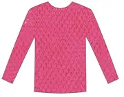 LONG SLEEVE FISHNET TOP Blouse T Shirt Tee Costume Party See Through - Hot Pink