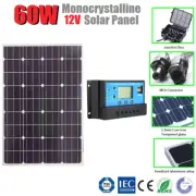 12V 60W Mono Solar Panel Home Off Gird Caravan Battery Charger + 30A Regulator