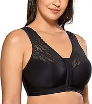 [DELIMIRA] Women's Full Coverage Wirefree Lace Plus Size Front Closure Bra Racerback