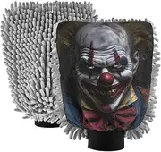 XYMZR Clown Scary Black Red Absorbent Microfiber Car Wash Mitt, Funny Cute Anime Scratch Free for Cars Cleaning, Home Cleaning Mitts, 2 Pack, 10.24” L x 7.09” W