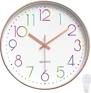 Spardar Rose Gold Wall Clock, 12 Inch Silent Non Ticking Modern Wall Clock, Easy to Read Decorative Modern Design for Home, Nursery, Kids Room, Office, Kitchen, Bedroom, Living Room (White)