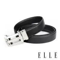 在飛比找momo購物網優惠-【ELLE HOMME】品牌自動扣皮帶-黑-白金色鏤空中平條