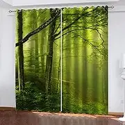 Exquisite Blackout Curtains Super Soft Misty & Forest W117cm (46") x D229cm (90") x 2 for Kids Bedroom Energy Saving Curtain Solid Durable Polyester Blocking Eyelet Treatment Sets for Nursery