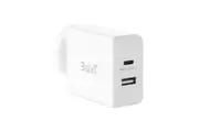 3sixT 45W Wall Charger AU NZ Plug Dual Port USB-C 2.4A For iPhone Samsung White