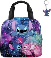 [GDFENDU] Anime Lunch Bag with Keychain,Cute Lunch Box Portable Insulated Lunch Tote Bag Thermal Cooler Bag for Teens Students (B)