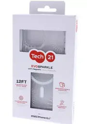 Tech21 EVO SPARKLE Case for iPhone 15 LUNAR CLEAR for Magsafe New