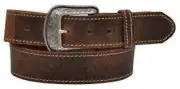 New! Men's Brown LEATHER BAY APACHE BELT w/ Removeable silver buckle 8 SIZES!