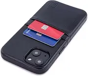 Dockem Wallet Case for iPhone 13 with Built-in Metal Plate for Magnetic Mounting & 2 Credit Card Holder Pockets: Exec M2, Premium Synthetic Leather (6.1" iPhone 13, Black)