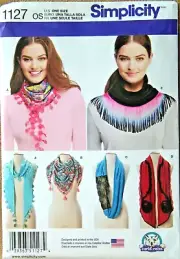 SIMPLICITY CRAFT PATTERN 1127 MISSES SCARFS 5 STYLES TO MAKE UNCUT