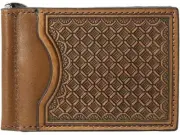 Nocona Western Mens Bifold Money Clip Weave Embossed Tan
