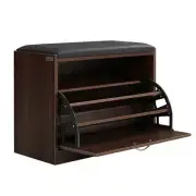 NNEDSZ Shoe Cabinet Bench Shoes Storage Rack Organiser Drawer 15 Pairs Walnut