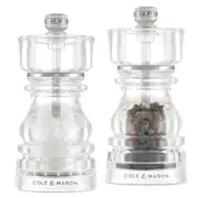 2pc Cole & Mason London Manual Acrylic Salt/Pepper Mill Grinder Set 13cm CLR
