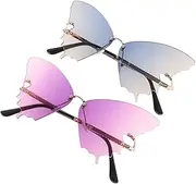 [Healvian] 2Pcs Butterfly Sunglasses for Women Cute Gradient Party Eyeglasses Lightweight and Comfortable Fashion Sunglasses Stylish Accessories for Beach and Outdoor Events