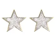10k Yellow Gold Mens Ladies Round Diamond 13mm Star Fashion Stud Earrings 0.40ct
