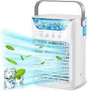 Portable Air Conditioner Fan, Personal Cooling Fan with 4 Wind Speed, 3 Automatic Timer, 7 LED Night Light, Humidifier, USB Powered, for Home Office Outdoor