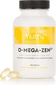 Vegan Omega 3 DHA Supplements: O-Mega-Zen 3 Vegetarian Algae Oil Supplement with 400 mg DHA - Plant Based Omega3 Essential Fatty Acids for Brain, Joint, and Heart Health - 120 Softgels
