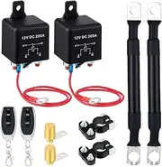 Fahgaer Remote Battery Disconnect Switch Kit 200A DC12V Top Post Negative Anti Theft Car Pause Switch Car Battery Cut Off Switch