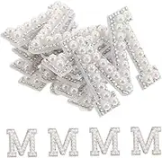 VINTORKY 10 Pcs Rhinestone Letter Patches Sparkling Iron Alphabet Appliques for Clothing Hats Bags Self Adhesive Embroidered Decorative Letters for DIY Craft Projects