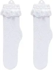 [Wzmzjy] Lace Mesh Socks Ruffle Frilly Floral Stretch Elastic