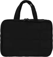[LAINIUTE] Toiletry Bag, Compartmental Hanging toiletry Bag, Portable Foldable Makeup Cosmetic Organizer Bag with Anti-slip Metal Hook for Travel Gym Outdoor Activity, Black, Modern
