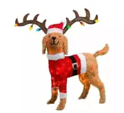 32” Dog w/ Antlers Light Up Indoor Outdoor Yard Art Christmas Decor