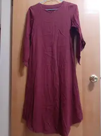 在飛比找露天拍賣優惠-小雨的兒子 深紅長袖洋裝 連身長裙 二手衣 台灣製精品 設計