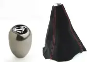 TYER R GUNMETAL MANUAL STICK SHIFT SUPERMAN SHIFT KNOB + RED STITCH SUEDE BOOT (for: Honda)