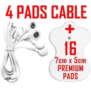 Omron compatible ELECTRODE TENS 4 PADS CABLE WIRE LEAD CORD + 16 PADS