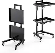 Rolling Tool Trolley Cart Storage Tray on Wheels,3-Tier Metal Rolling Cart,Stainless Steel Salon Storage Stand Tray Kitchen Storage Trolley Cart(Black)
