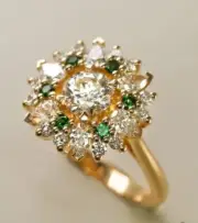 2.07 Ct Round Cut Natural Diamond Emerald Proposal Ring 14K solid Yellow gold