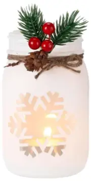 Christmas Snowflake 7" Mason Jar w/Tea Light