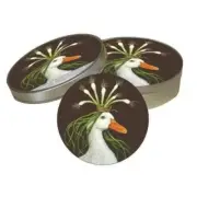 New PPD Vicki Sawyer Set of 6 Pulpboard Beverage Coasters MIRANDA Duck Brown gif