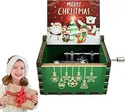 Hand Crank Music Boxes, Wind-Up Halloween Music Box, Hand Crank Vintage Wooden Music Box, Christmas Tune Wood Music Box for Holiday Kids Adult