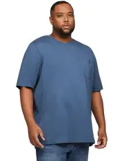 [Tommy Hilfiger] Big & Tall Crew Neck Flag Embroidery T-Shirt in Blue